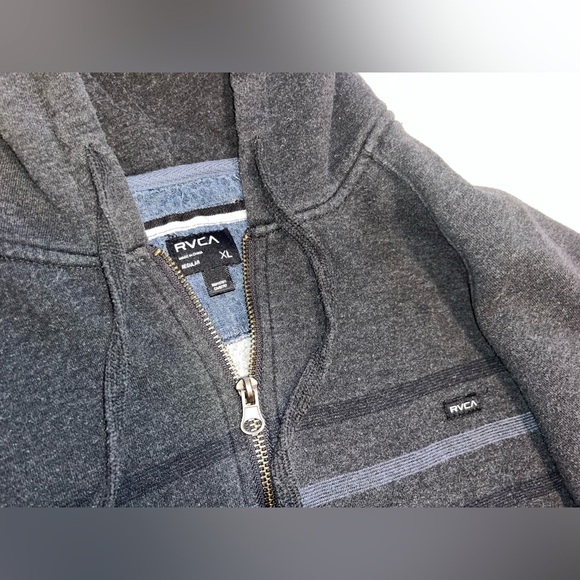RVCA Striped Full Zip Hoodie Gray Mens XL - Picture 3 of 6